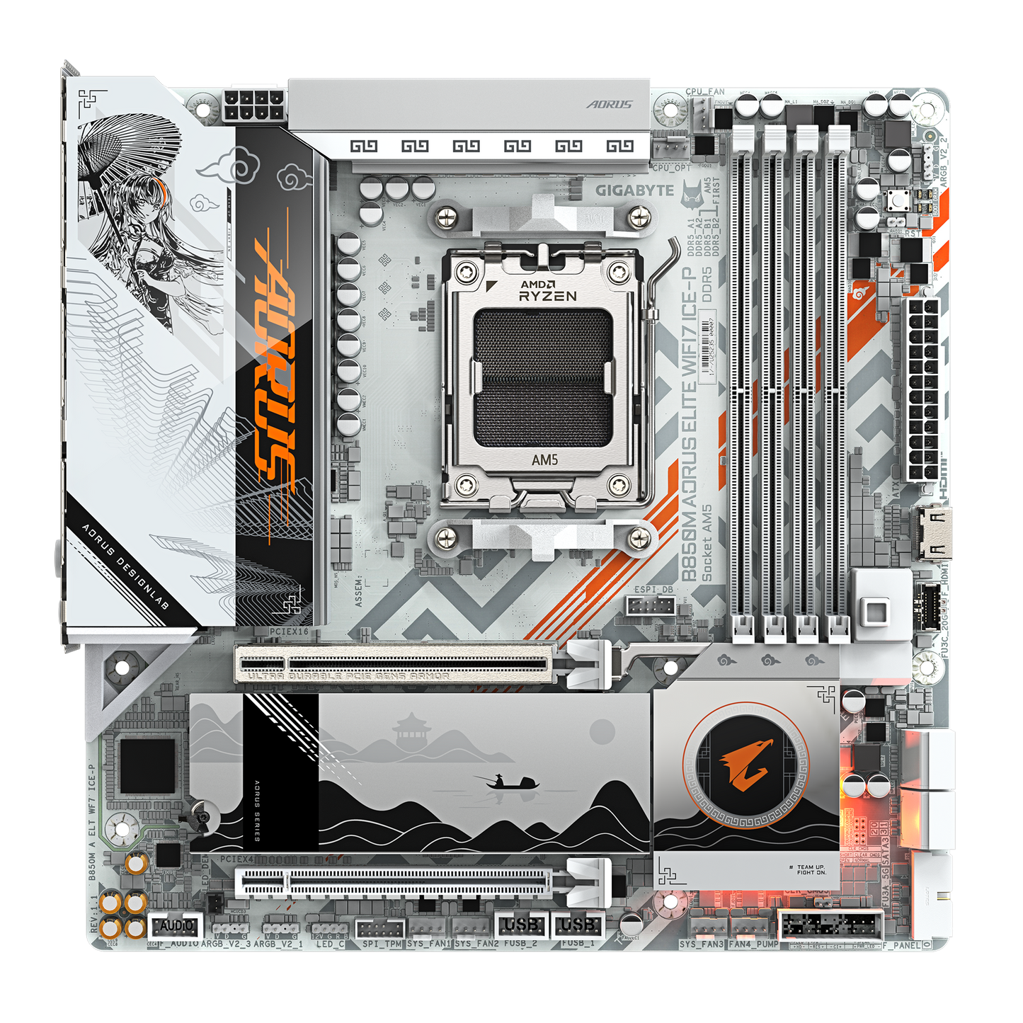 GIGABYTE AORUS AM5 B850 二次元 GA-B850M A ELT WF7 ICE-P Motherboard AMD B850 Series (supports AMD Ryzen™ 9000 / Ryzen™ 8000 / Ryzen™ 7000 series processors)