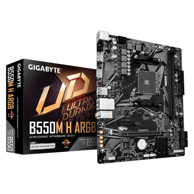 GIGABYTE Ultra Durable AM5 B550 MATX GA-B550M H ARGB MotherboardAMD B550 Series (supports AMD Ryzen™ 5000 Series / Ryzen™ 5000 G Series / Ryzen™ 4000 G Series and Ryzen™ 3000 and Ryzen™ 3000 G-Series processors)
