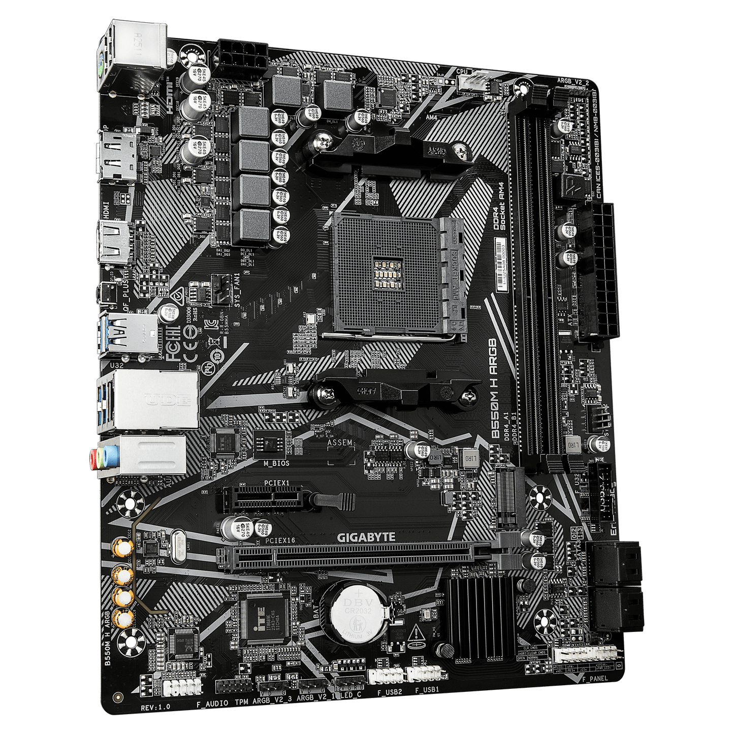 GIGABYTE Ultra Durable AM5 B550 MATX GA-B550M H ARGB MotherboardAMD B550 Series (supports AMD Ryzen™ 5000 Series / Ryzen™ 5000 G Series / Ryzen™ 4000 G Series and Ryzen™ 3000 and Ryzen™ 3000 G-Series processors)