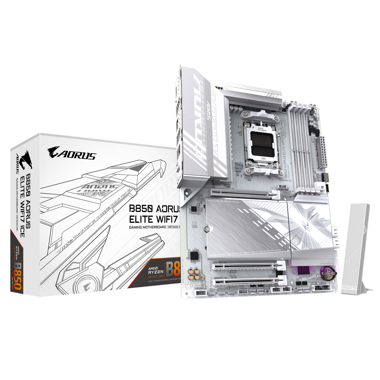GIGABYTE AORUS AM5 B850 ATX GA-B850 A ELITE WF7 ICE Motherboard AMD B850 Series (supports AMD Ryzen™ 9000 / Ryzen™ 8000 / Ryzen™ 7000 series processors)
