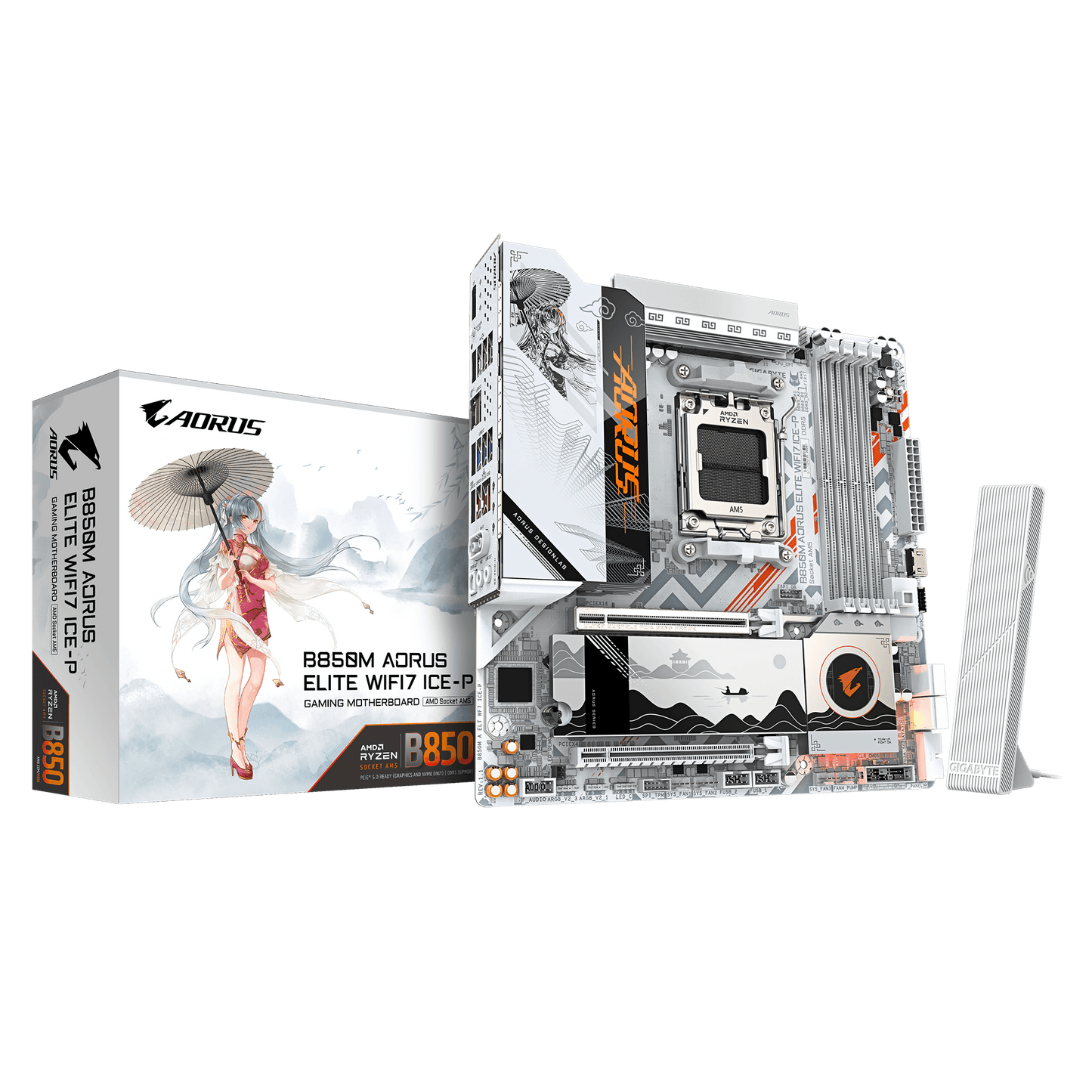 GIGABYTE AORUS AM5 B850 二次元 GA-B850M A ELT WF7 ICE-P Motherboard  AMD B850 Series (supports AMD Ryzen™ 9000 / Ryzen™ 8000 / Ryzen™ 7000 series processors)