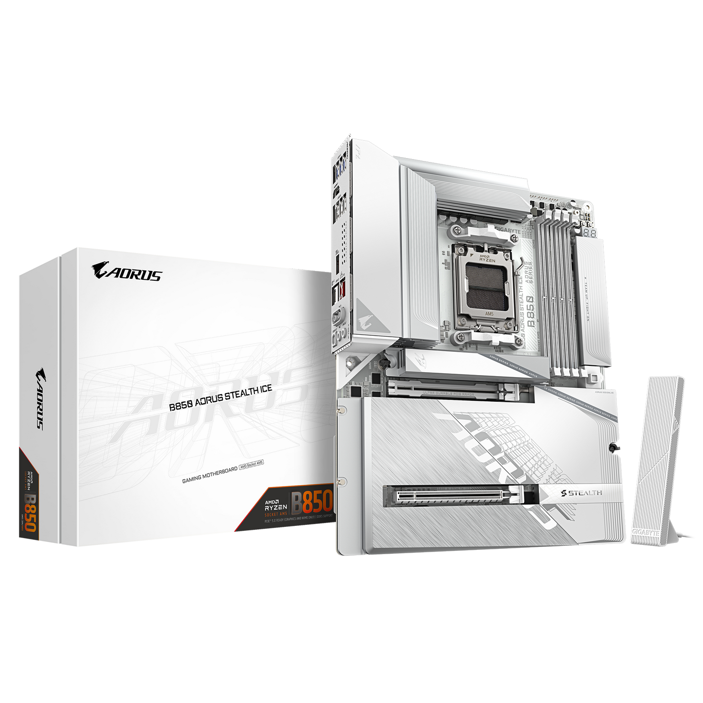 GIGABYTE AORUS AM5 B850 背插 GA-B850 A STEALTH ICE Motherboard  AMD B850 Series (supports AMD Ryzen™ 9000 / Ryzen™ 8000 / Ryzen™ 7000 series processors)
