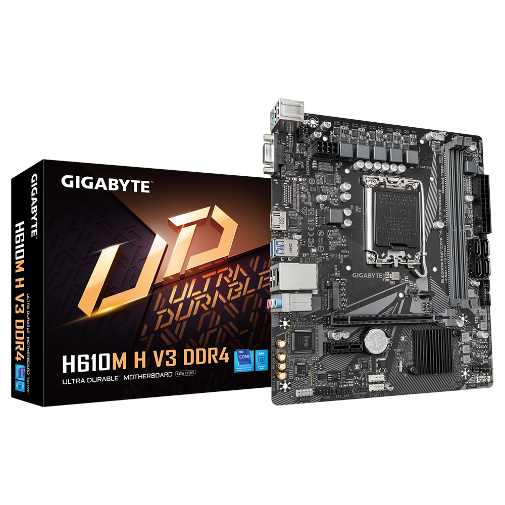 GIGABYTE Ultra Durable H610 MATX GA-H610M H V3 DDR4 Motherboard (Supports 14th, 13th and 12th generation Intel® Core™ processors)