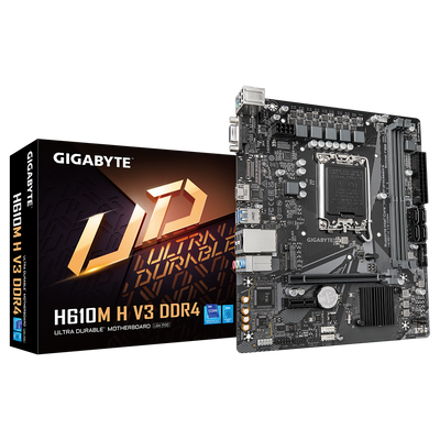 GIGABYTE Ultra Durable H610 MATX GA-H610M H V3 DDR4 Motherboard (Supports 14th, 13th and 12th generation Intel® Core™ processors)