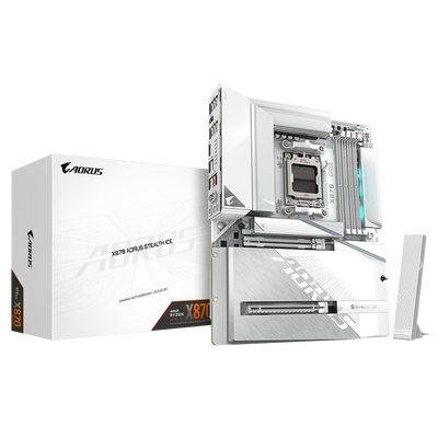 GIGABYTE AORUS AM5 X870 背插 GA-X870 A STEALTH ICE Motherboard  AMD X870 Series (supports AMD Ryzen™ 9000 / Ryzen™ 8000 / Ryzen™ 7000 series processors)