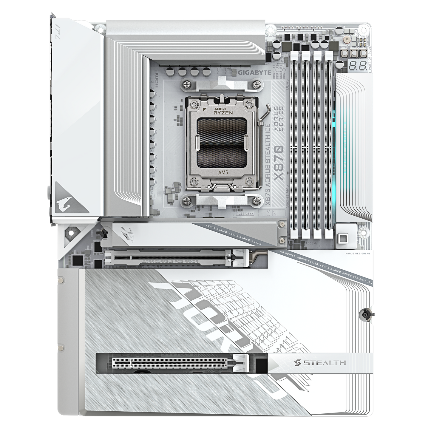 GIGABYTE AORUS AM5 X870 背插 GA-X870 A STEALTH ICE Motherboard  AMD X870 Series (supports AMD Ryzen™ 9000 / Ryzen™ 8000 / Ryzen™ 7000 series processors)