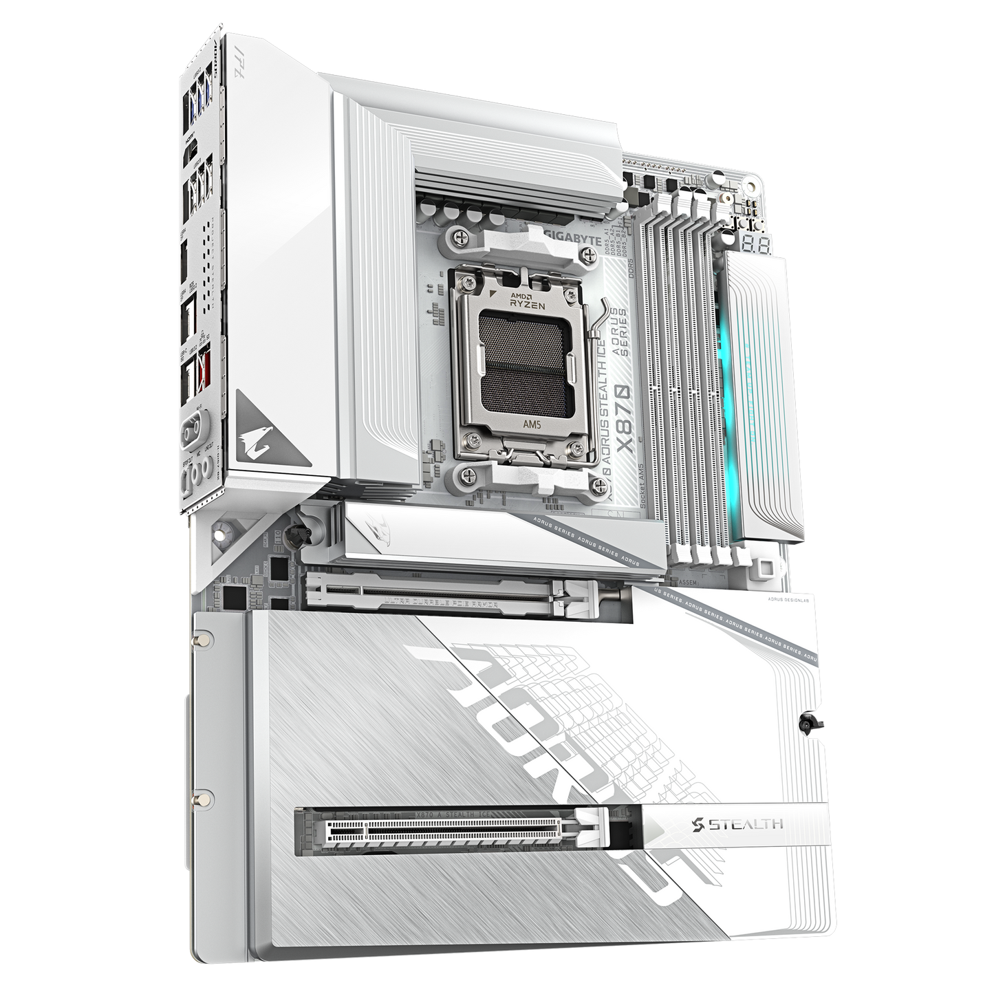 GIGABYTE AORUS AM5 X870 背插 GA-X870 A STEALTH ICE Motherboard  AMD X870 Series (supports AMD Ryzen™ 9000 / Ryzen™ 8000 / Ryzen™ 7000 series processors)