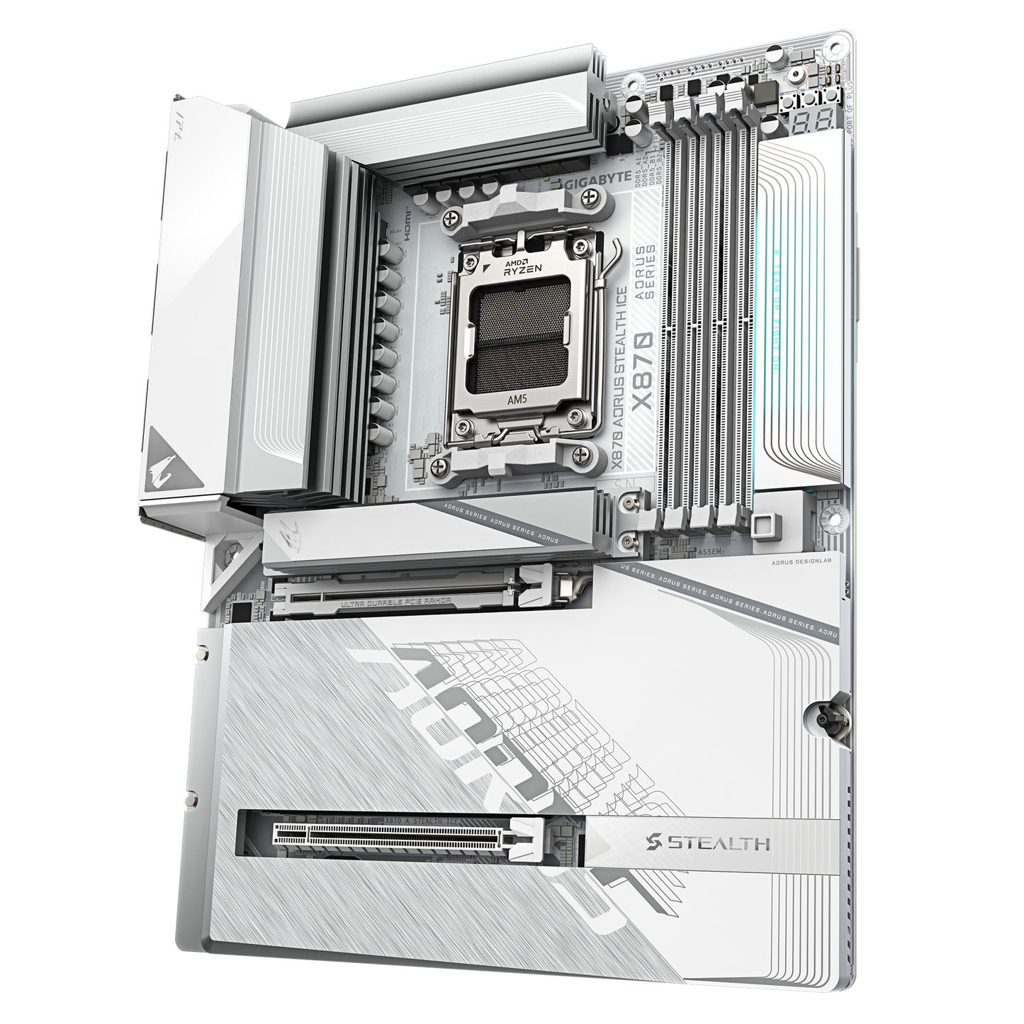 GIGABYTE AORUS AM5 X870 背插 GA-X870 A STEALTH ICE Motherboard  AMD X870 Series (supports AMD Ryzen™ 9000 / Ryzen™ 8000 / Ryzen™ 7000 series processors)