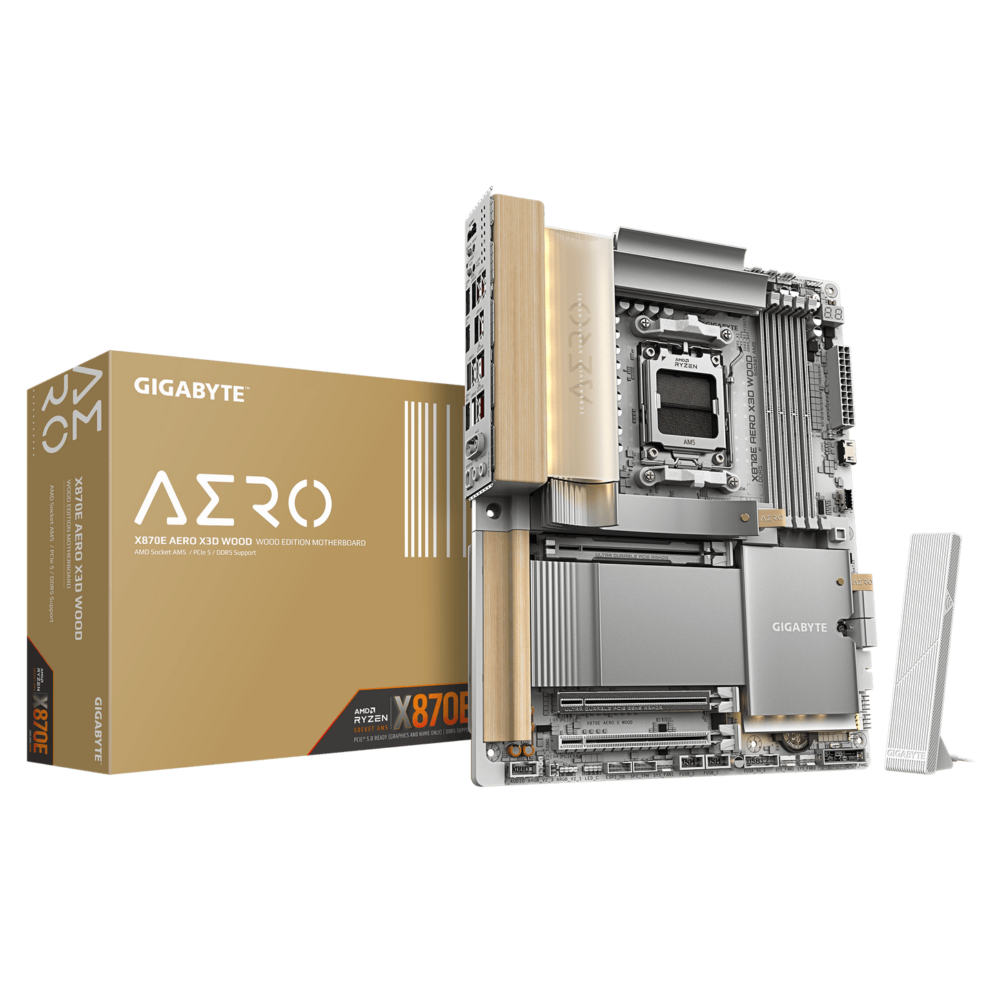 GIGABYTE AORUS X3D Model GA-X870E AERO X WOOD Motherboard  AMD X870 Series (supports AMD Ryzen™ 9000 / Ryzen™ 8000 / Ryzen™ 7000 series processors)