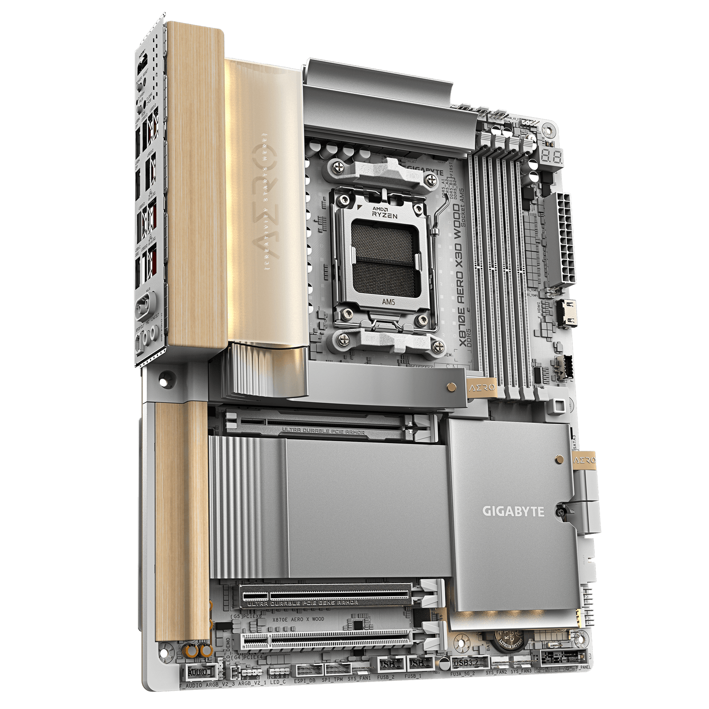 GIGABYTE AORUS X3D Model GA-X870E AERO X WOOD Motherboard  AMD X870 Series (supports AMD Ryzen™ 9000 / Ryzen™ 8000 / Ryzen™ 7000 series processors)