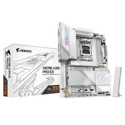 GIGABYTE AORUS AM5 X870E ATX GA-X870E AORUS PRO ICE Motherboard  AMD X870 Series (supports AMD Ryzen™ 9000 / Ryzen™ 8000 / Ryzen™ 7000 series processors)