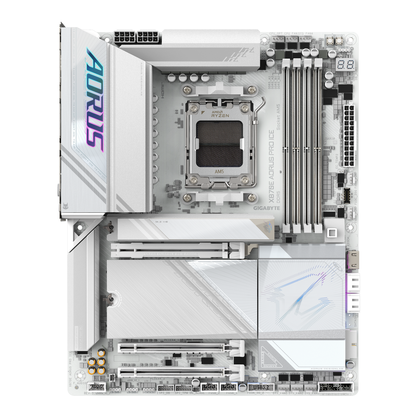 GIGABYTE AORUS AM5 X870E ATX GA-X870E AORUS PRO ICE Motherboard  AMD X870 Series (supports AMD Ryzen™ 9000 / Ryzen™ 8000 / Ryzen™ 7000 series processors)