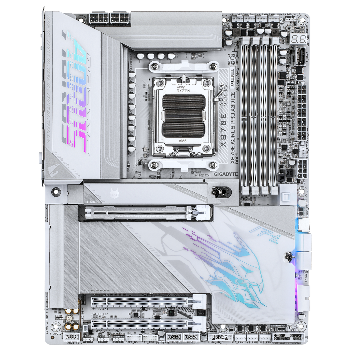GIGABYTE AORUS X3D Model GA-X870E A PRO X ICE Motherboard  AMD X870 Series (supports AMD Ryzen™ 9000 / Ryzen™ 8000 / Ryzen™ 7000 series processors)