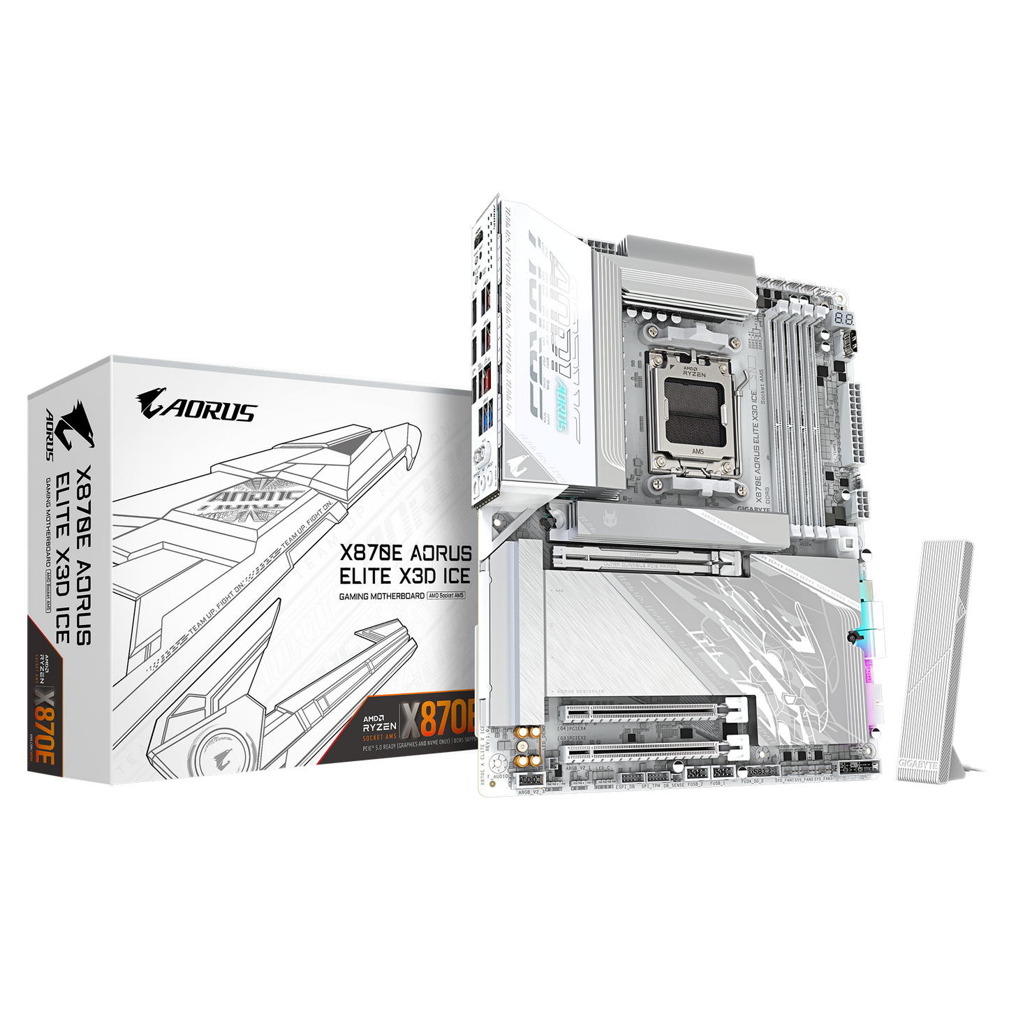 GIGABYTE AORUS X3D Model GA-X870E A ELITE X ICE Motherboard  AMD X870 Series (supports AMD Ryzen™ 9000 / Ryzen™ 8000 / Ryzen™ 7000 series processors)