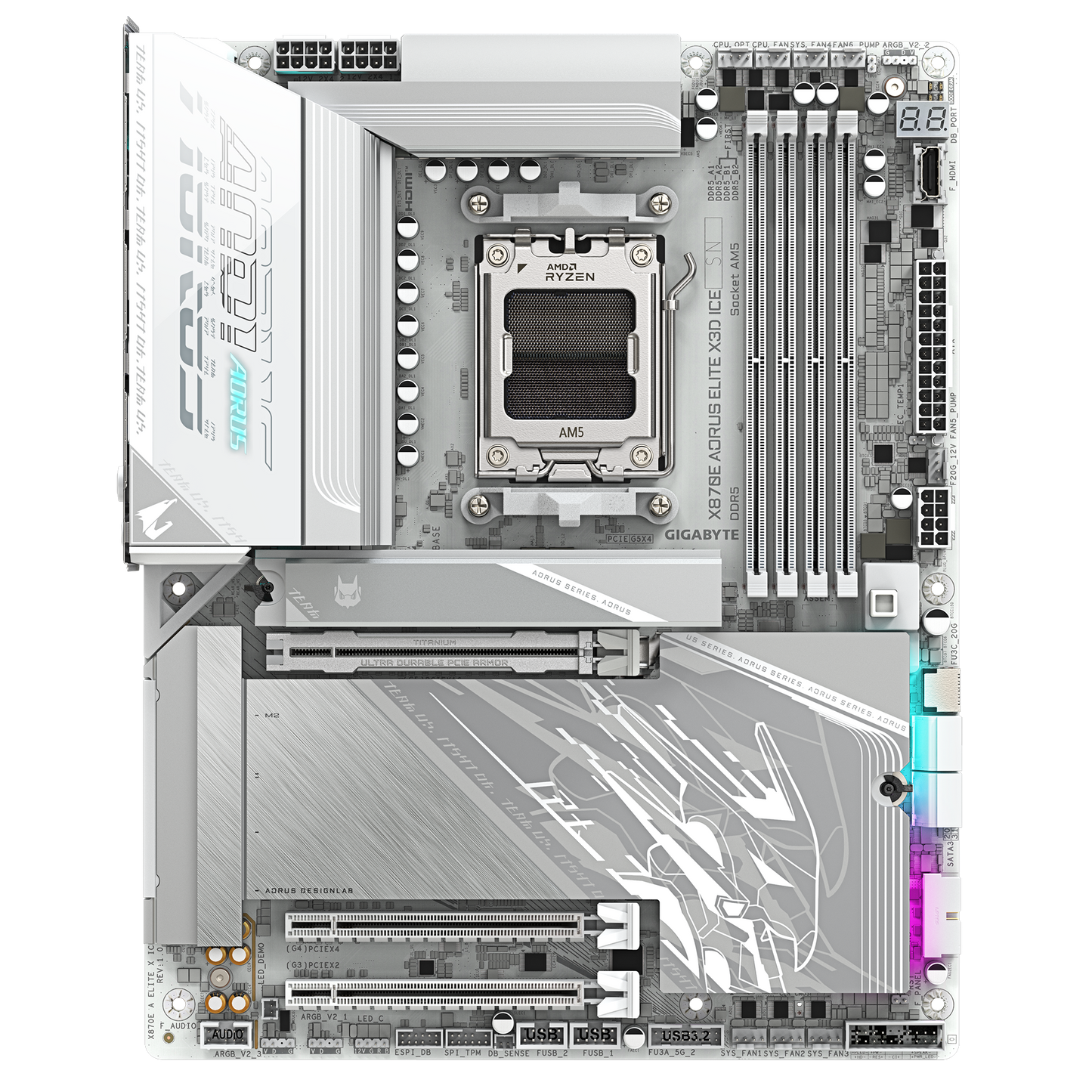 GIGABYTE AORUS X3D Model GA-X870E A ELITE X ICE Motherboard  AMD X870 Series (supports AMD Ryzen™ 9000 / Ryzen™ 8000 / Ryzen™ 7000 series processors)
