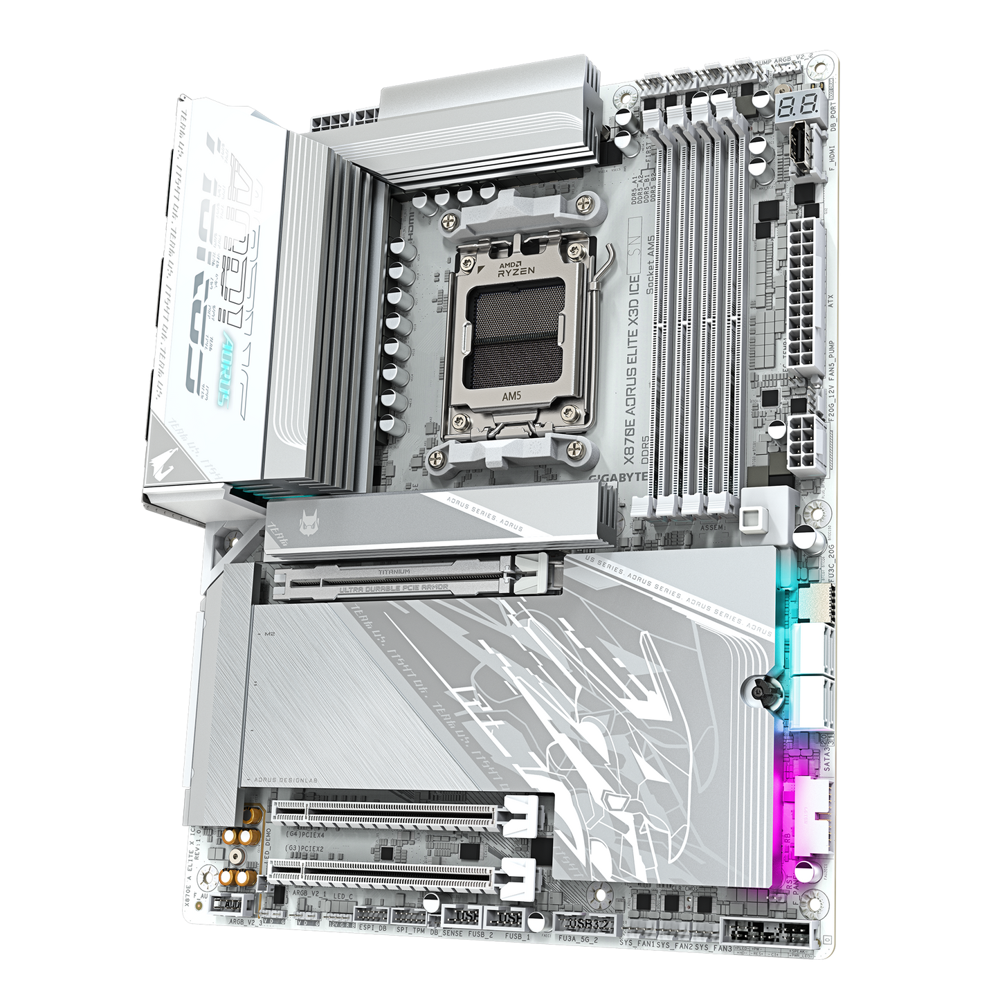 GIGABYTE AORUS X3D Model GA-X870E A ELITE X ICE Motherboard  AMD X870 Series (supports AMD Ryzen™ 9000 / Ryzen™ 8000 / Ryzen™ 7000 series processors)