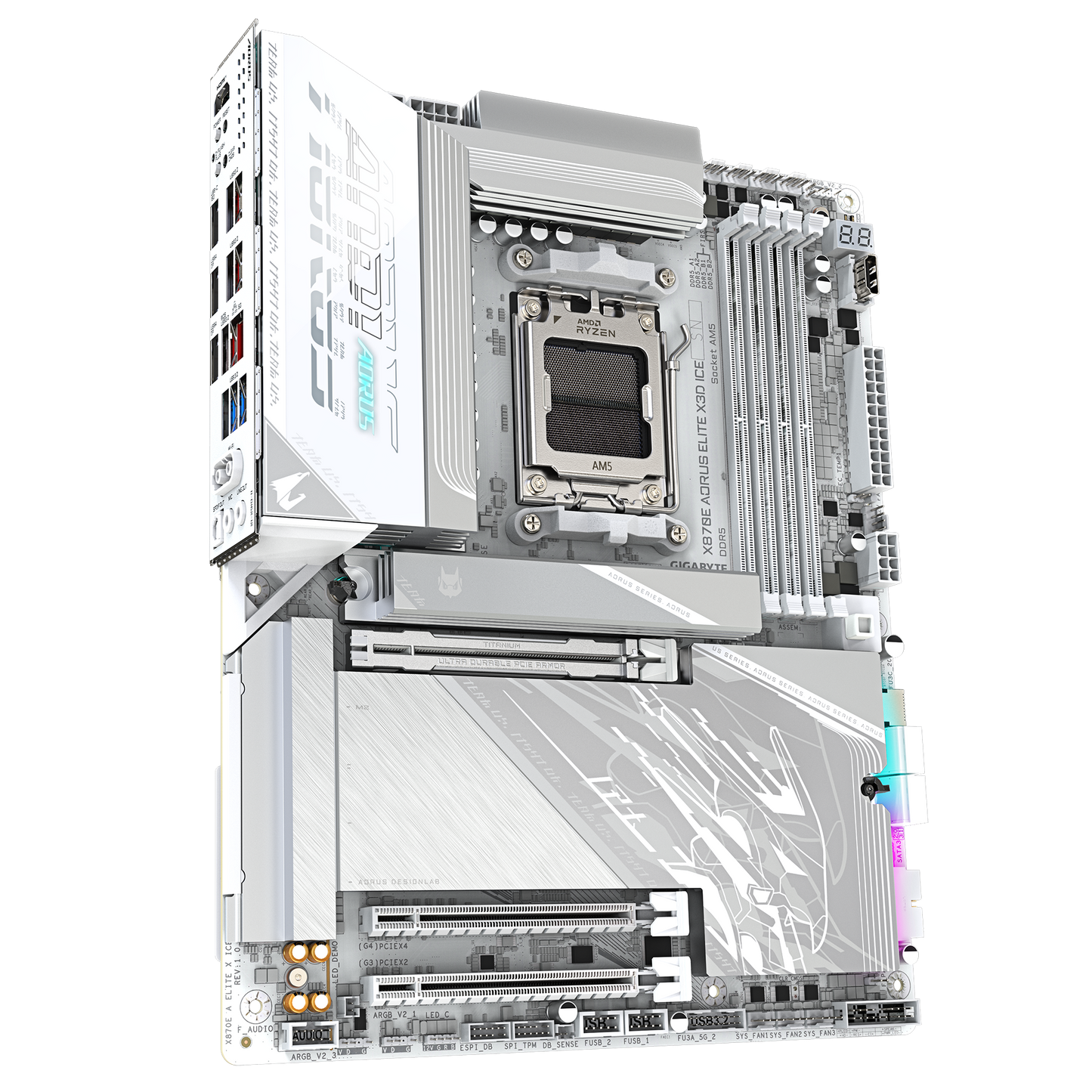 GIGABYTE AORUS X3D Model GA-X870E A ELITE X ICE Motherboard  AMD X870 Series (supports AMD Ryzen™ 9000 / Ryzen™ 8000 / Ryzen™ 7000 series processors)